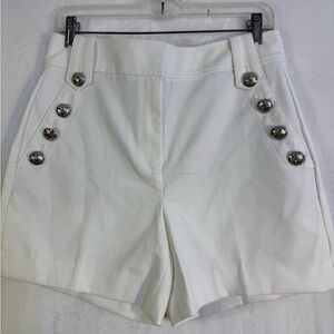 White House Black Market White Shorts with Silver Buttons